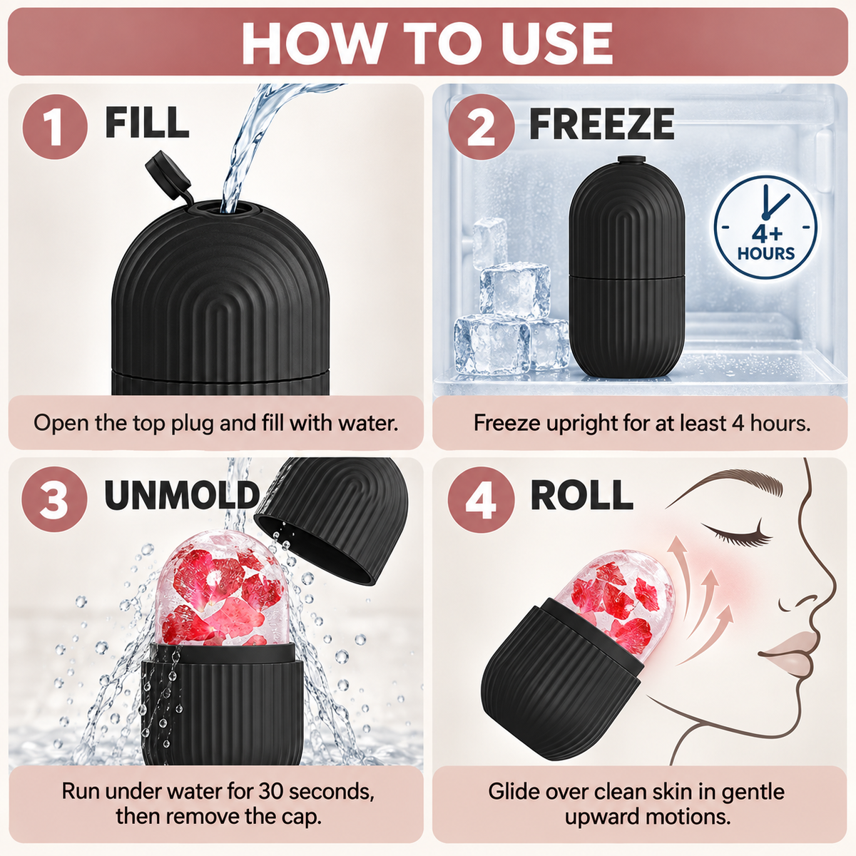ELYVARA IceGlow Face Roller - Reduce Puffiness & Swelling | Refillable